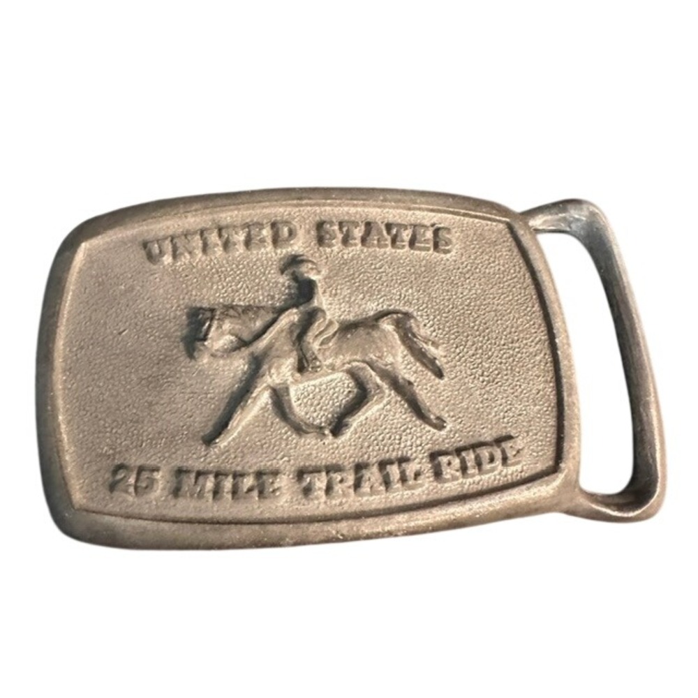 Vintage United States 25 Mile Trail Ride Belt Buckle Horse Equestrian